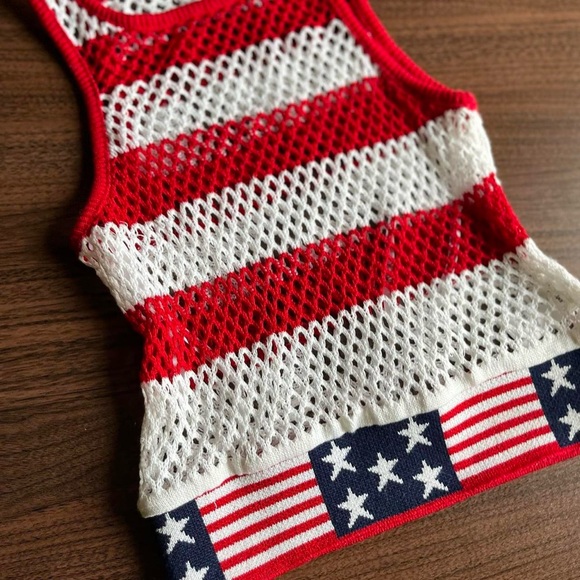 papaya american flag graphic knit tank top - Picture 2 of 5